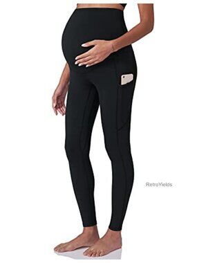 Maternity Workout Leggings High Waisted Pregnancy Yoga Pants Pockets